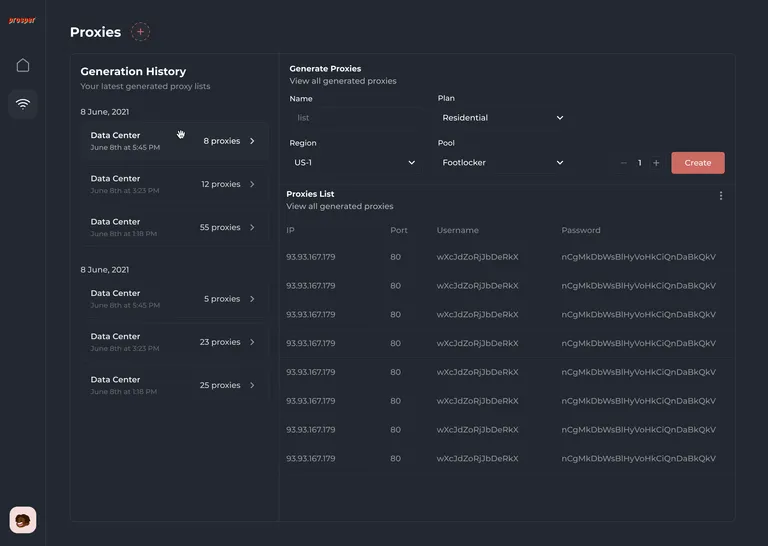 Dashboard - Proxies (Populated)